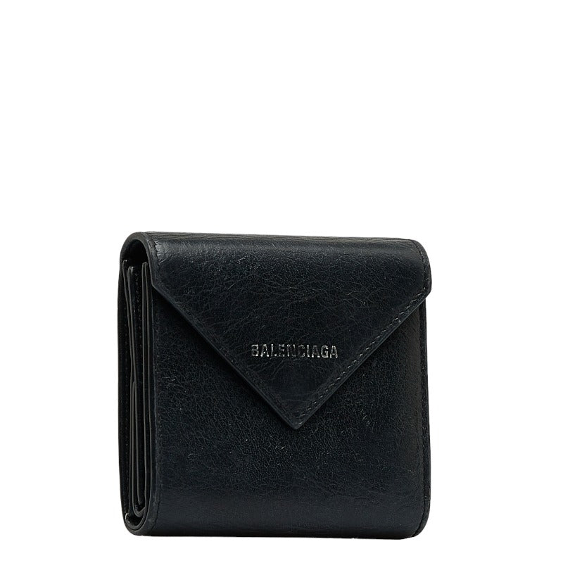 Balenciaga Leather Paper Wallet Black