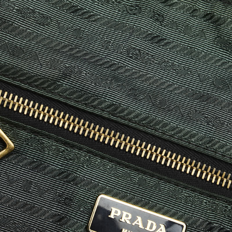 Prada Nylon Leather Triangle Logo Handbag in Good Condition