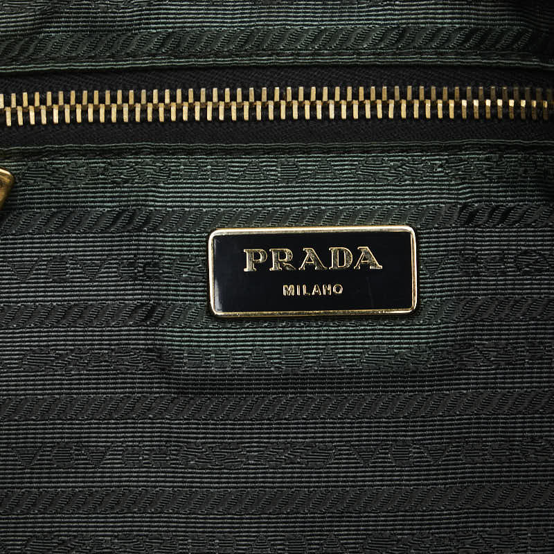 Prada Nylon Leather Triangle Logo Handbag in Good Condition