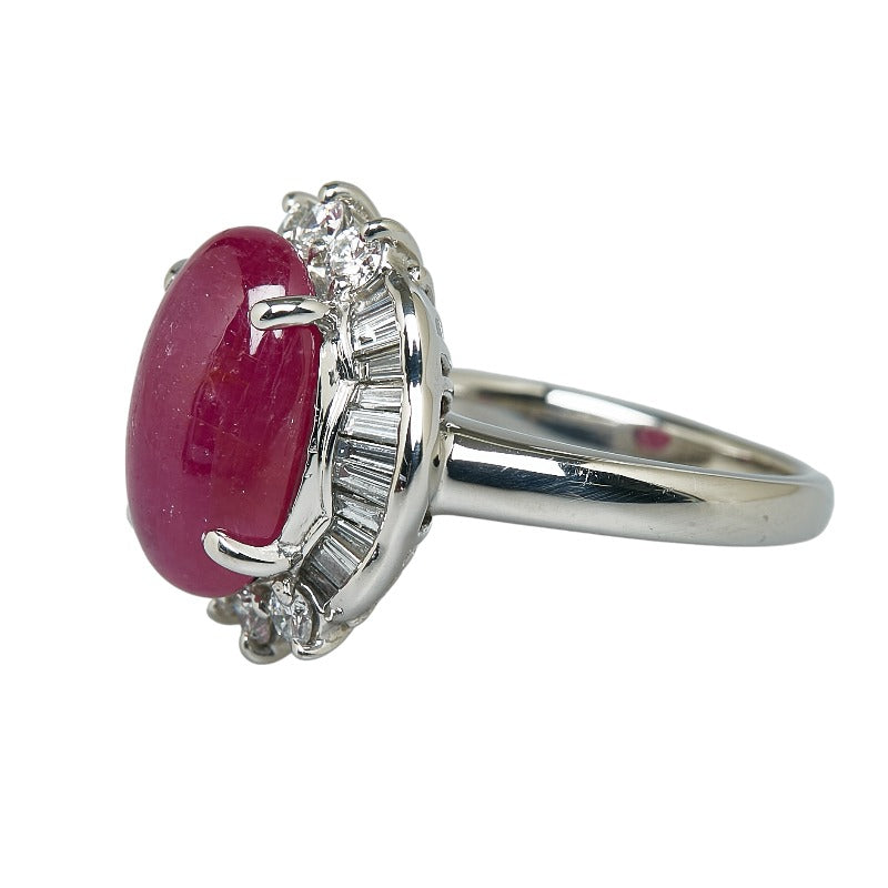 [LuxUness]  Pt900 Platinum Ruby (6.643ct) Diamond (0.68ct) Ring for Women, Size 10.5 [Pre-Owned] Metal Ring in Excellent condition