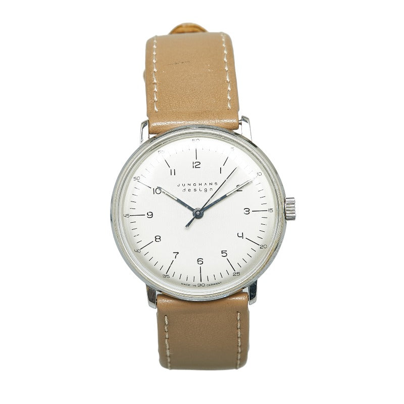 Junghans Max Bill Collaboration Ladies Hand-Wound Watch, Silver Stainless Steel, White Dial