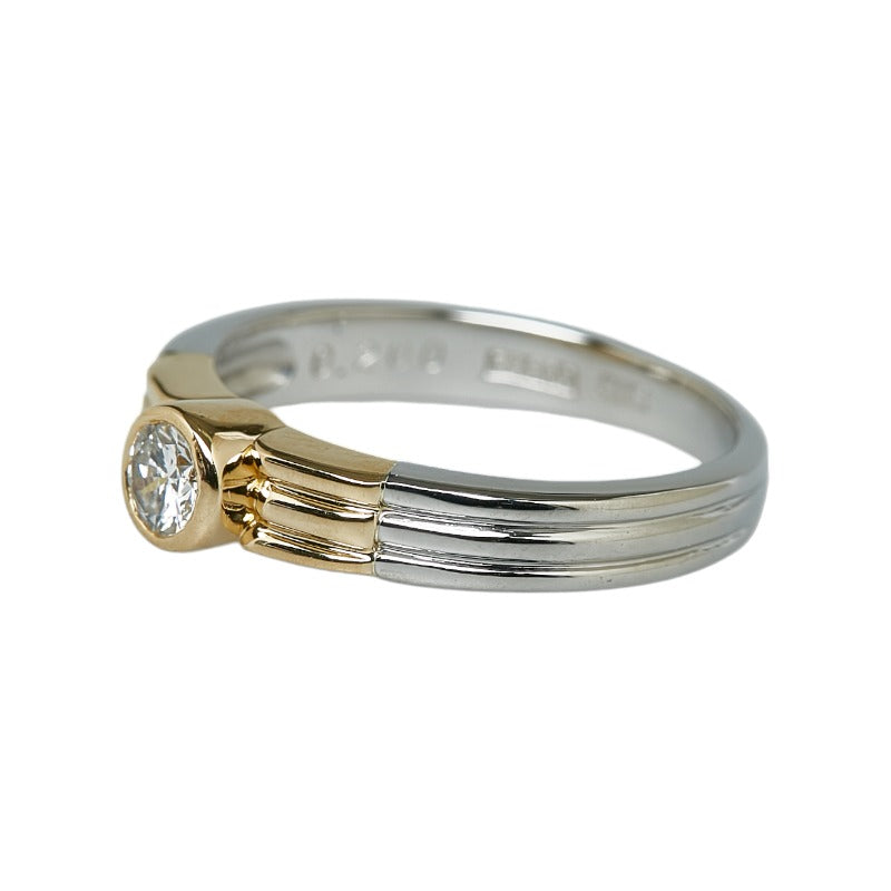 [LuxUness]  Pt900 Platinum K18 Gold Combination Diamond (0.20ct) Ring for Women, Size 9.5 [Pre-Owned] Metal Ring in