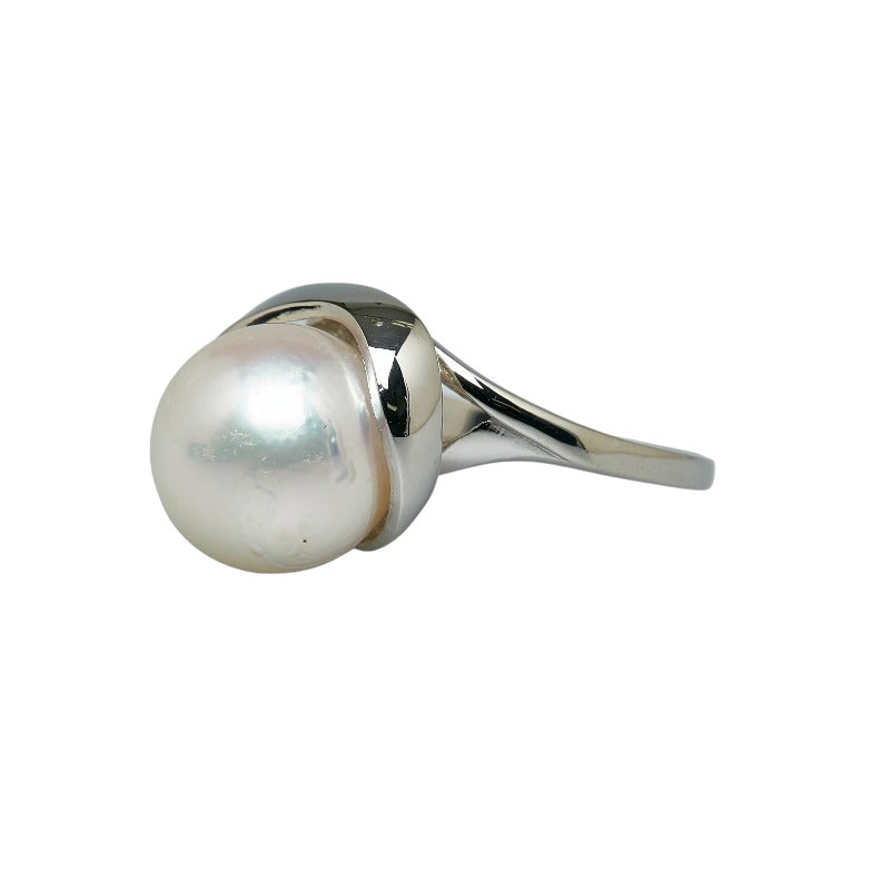 [LuxUness]  Pt850 Platinum White Pearl 12.4mm Ring for Women, Size 12.5 [Pre-Owned] Metal Ring in