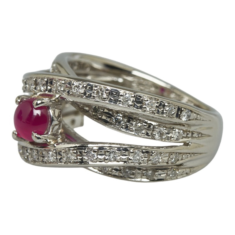 Ladies' Pt900 Platinum Ring with 0.59ct Star-Ruby and 0.46ct Diamond, Size 9 (Pre-Owned)