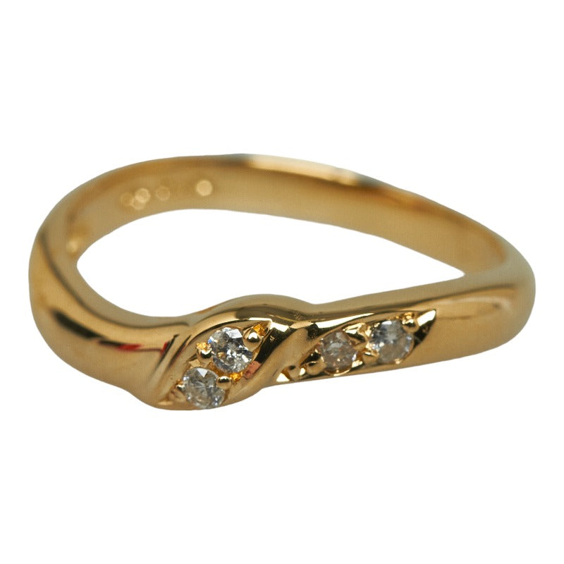 Ladies' K18YG Yellow Gold 2-Piece Set Ring with 0.14ct Diamond, Size 11 (Pre-Owned)