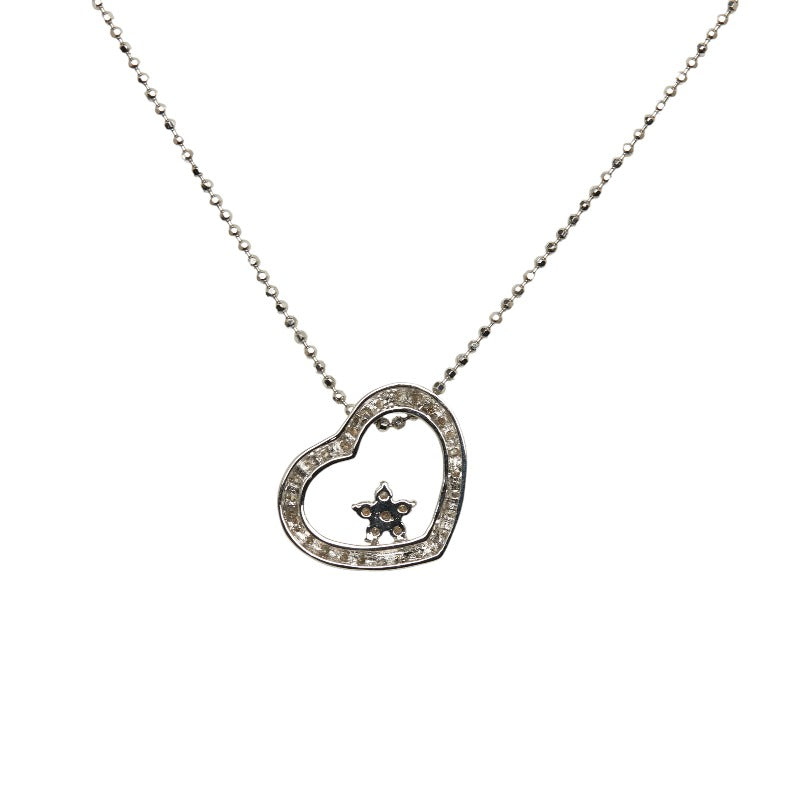 Ponte Vecchio K18WG White Gold 0.45ct Diamond Heart Motif Pendant Necklace for Women (Pre-owned)