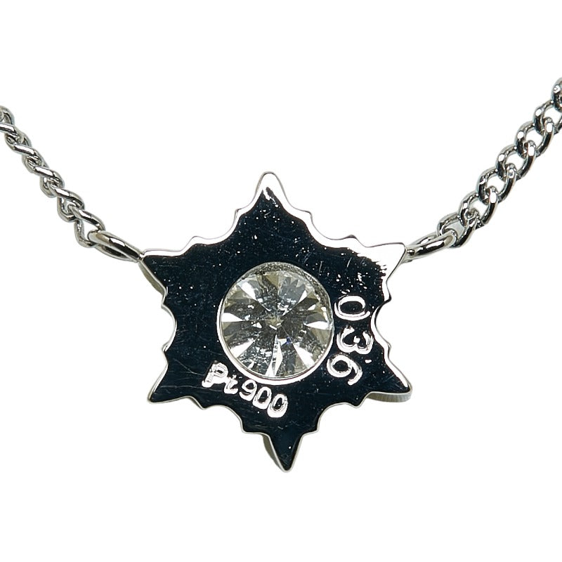 Pt900 Platinum & Pt850 Platinum Women's Necklace with 0.36ct Diamond, Snowflake Design, Pre-Owned