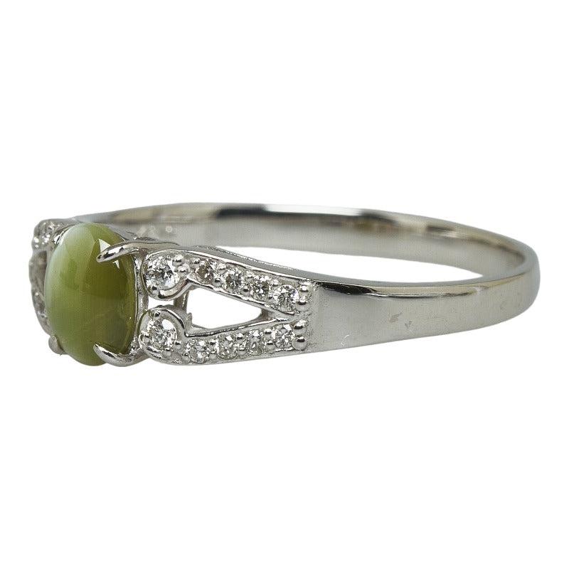 [LuxUness]  K18WG White Gold Cats Eye Chrysoberyl 0.97ct with 0.20ct Diamond Ring for Women - Size 24.5 (Pre-owned) Metal Ring in Excellent condition