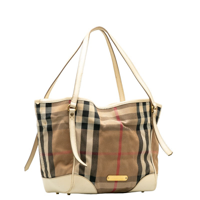 Burberry Nova Check Canvas Leather Tote Bag in Very Good Condition