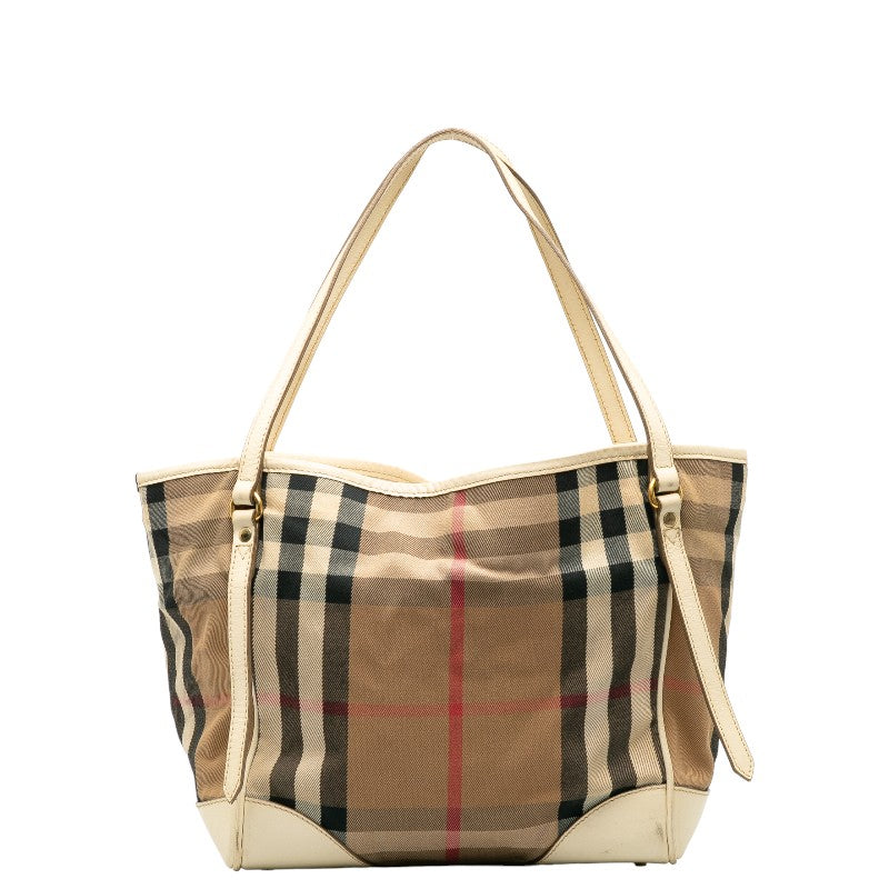 Burberry Nova Check Canvas Leather Tote Bag in Very Good Condition