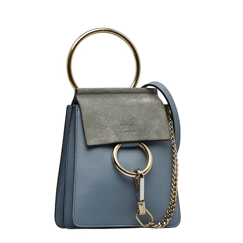 Chloe Faye Small Bracelet Bag Leather Suede Light Blue