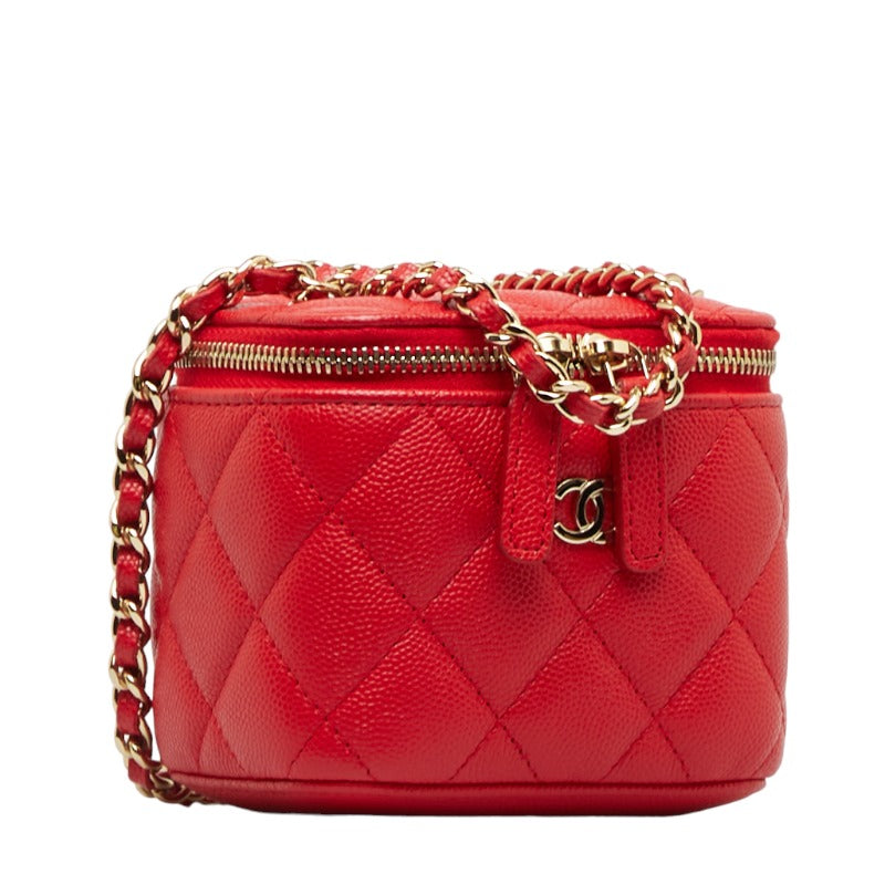 Quilted Caviar Vanity Case with Chain AP1447