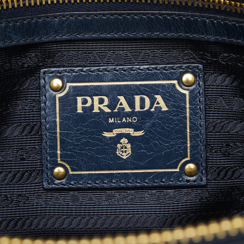 Prada Leather Handbag BN2325 Blue in Very Good Condition