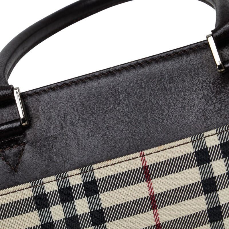 Burberry Nova Check Canvas Leather Handbag in Very Good Condition