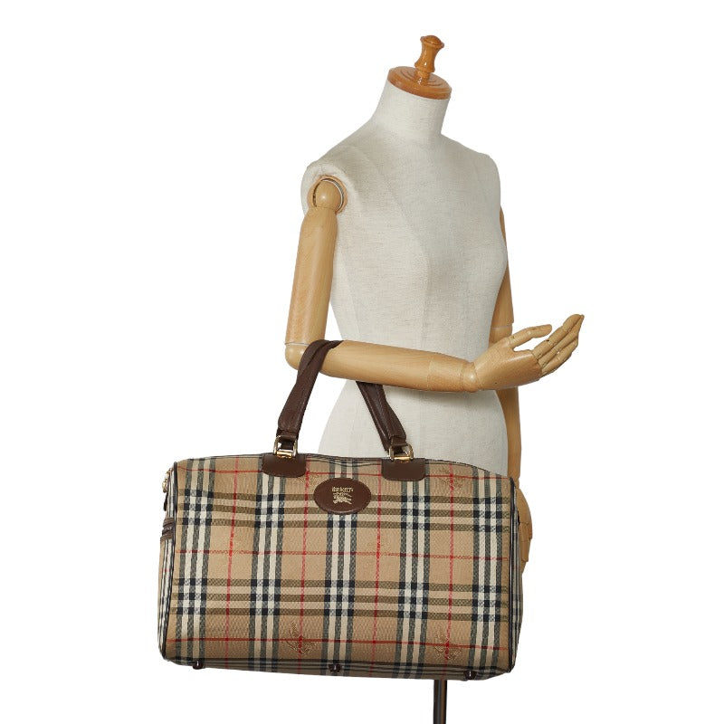 Burberry Nova Check Shadow Horse Canvas Leather Handbag