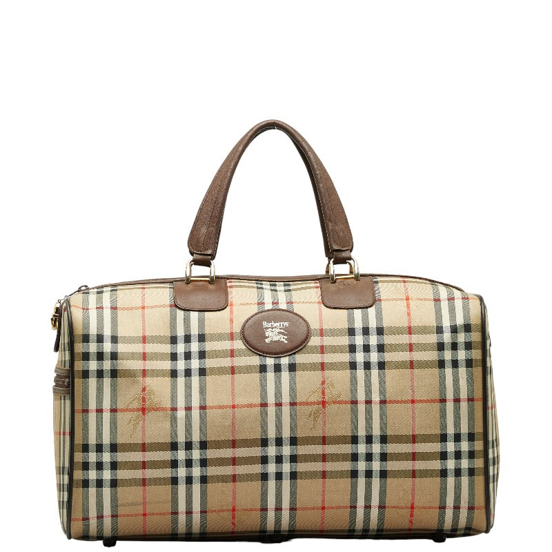 Burberry Nova Check Shadow Horse Canvas Leather Handbag