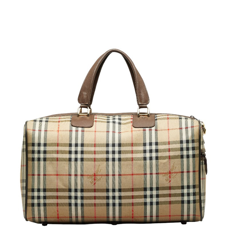 Burberry Nova Check Shadow Horse Canvas Leather Handbag