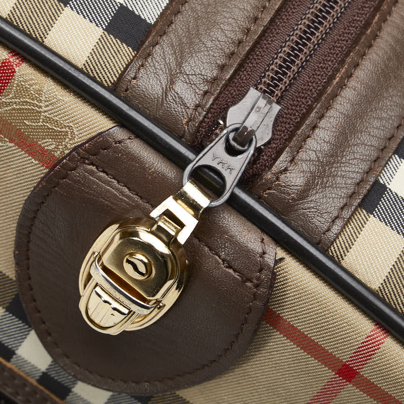 Burberry Nova Check Shadow Horse Canvas Leather Handbag