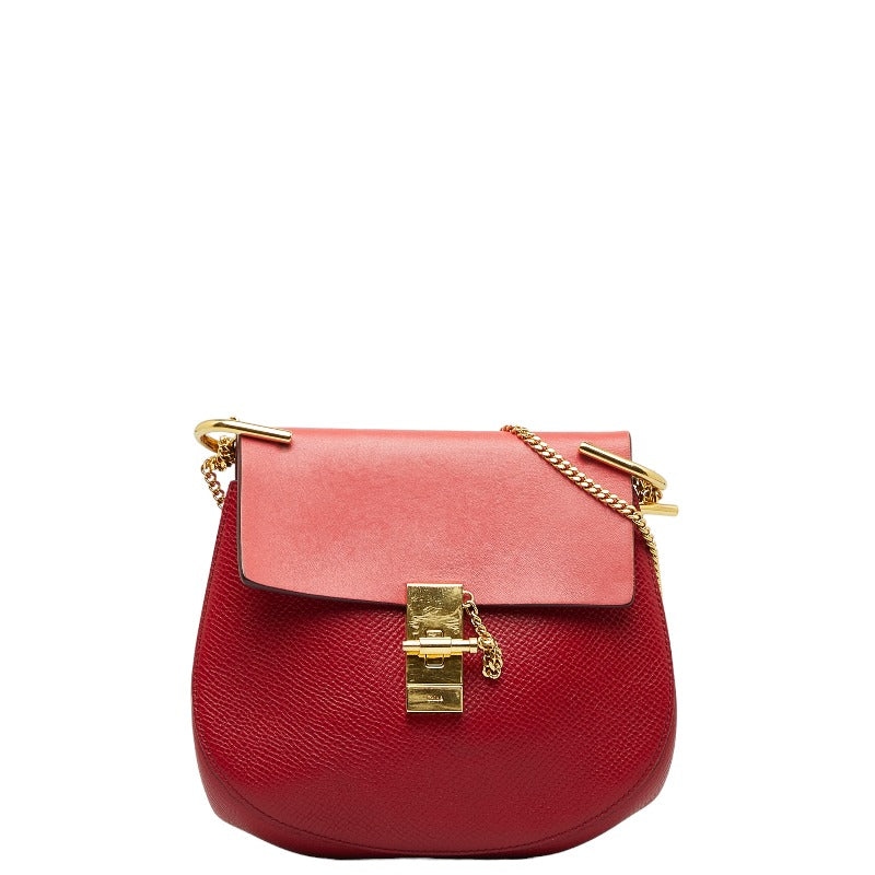 Chloe Drew Leather Shoulder Bag Red in Very Good Condition