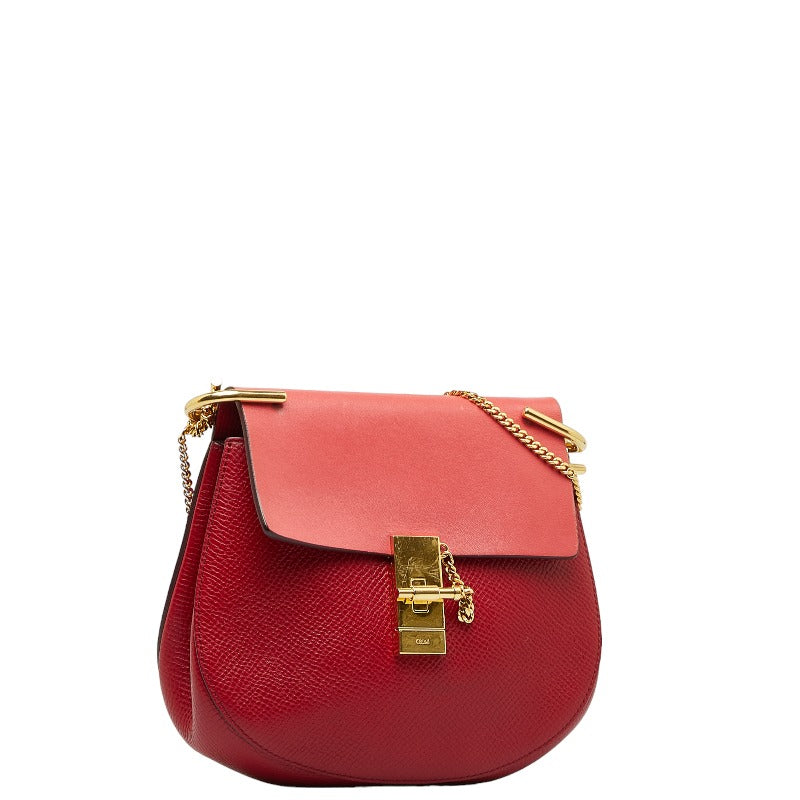 Chloe Drew Leather Chain Shoulder Bag Red