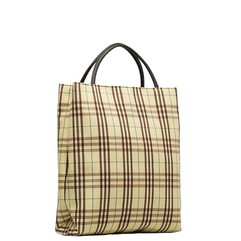 Burberry Canvas Leather Check Tote Bag in Very Good Condition