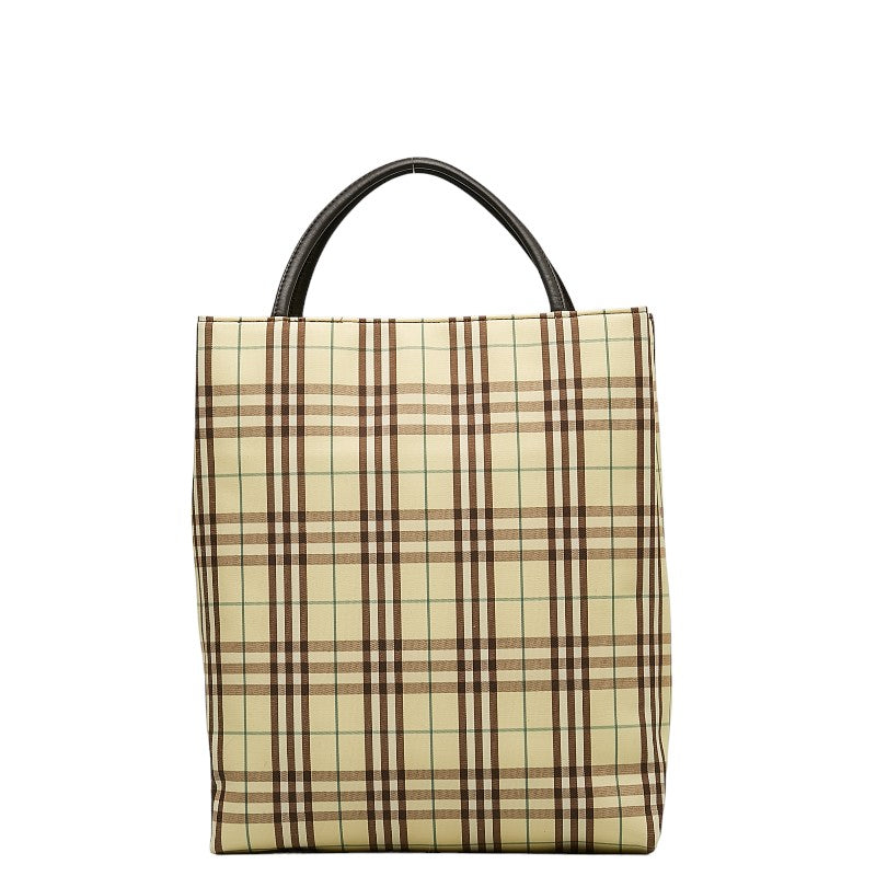 Burberry Canvas Leather Check Tote Bag in Very Good Condition