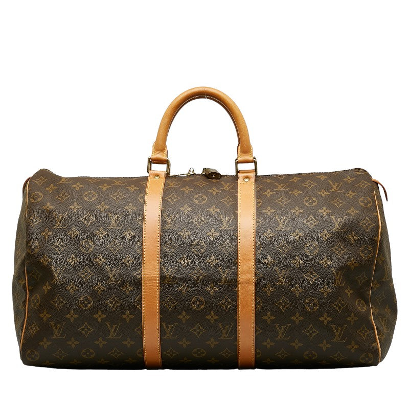 Louis Vuitton Monogram Keepall 50 Boston Bag M41426 Brown PVC Leather in Good Condition