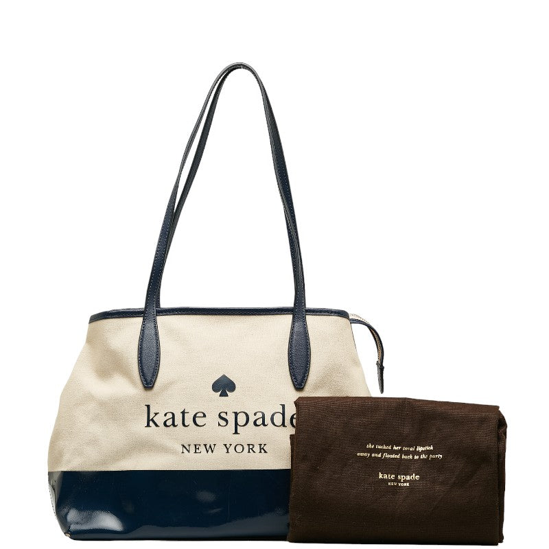 Kate Spade Canvas Enamel Leather Handbag Tote in Good Condition