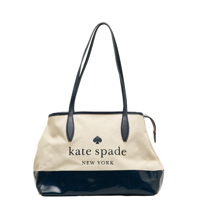 Kate Spade Canvas Enamel Leather Handbag Tote in Good Condition