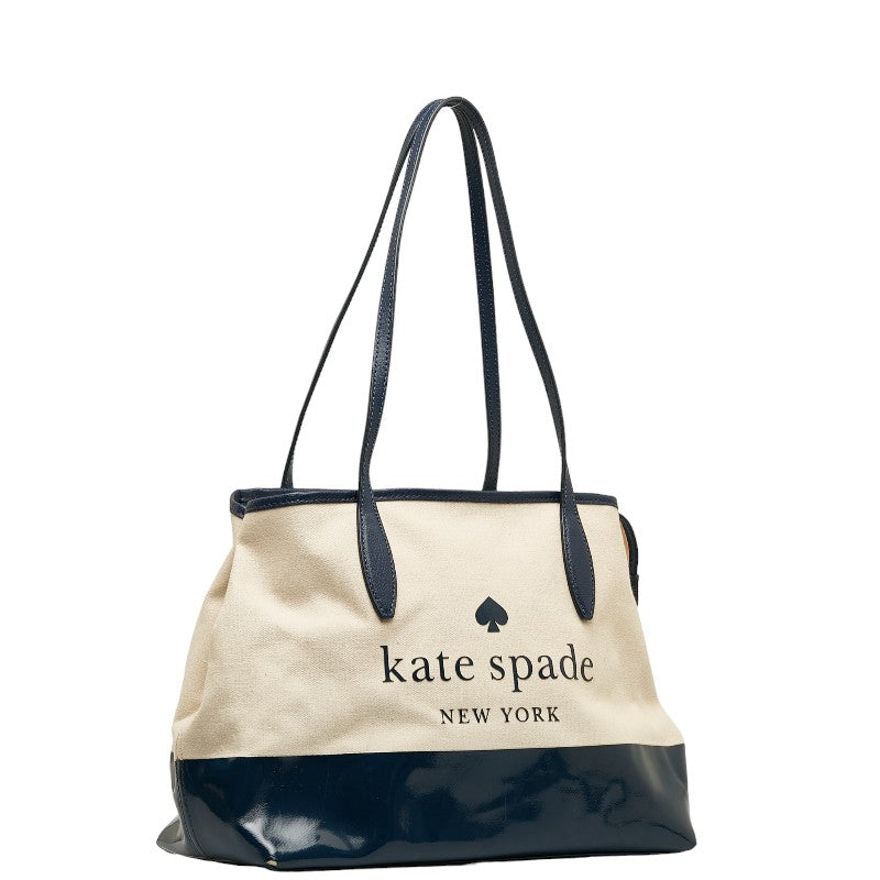 Kate Spade Canvas Enamel Leather Handbag Tote in Good Condition