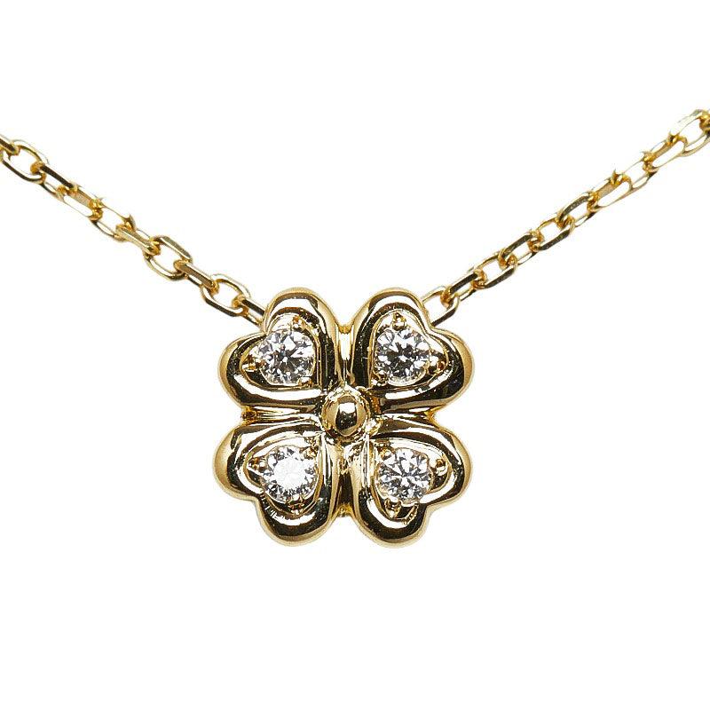 18k Gold Diamond Clover Pendant Necklace