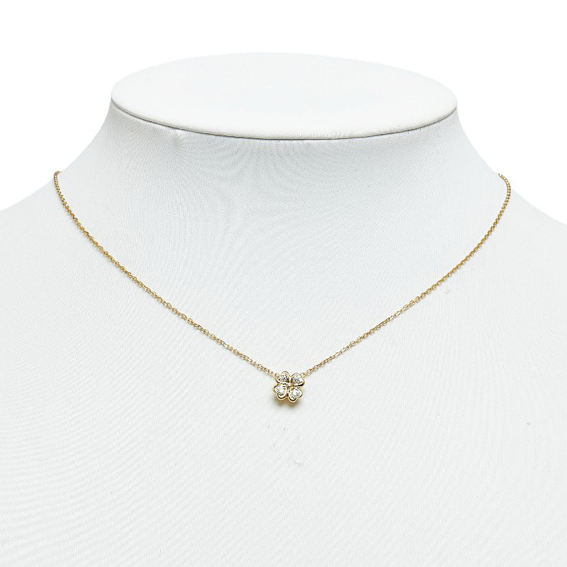 18k Gold Diamond Clover Pendant Necklace