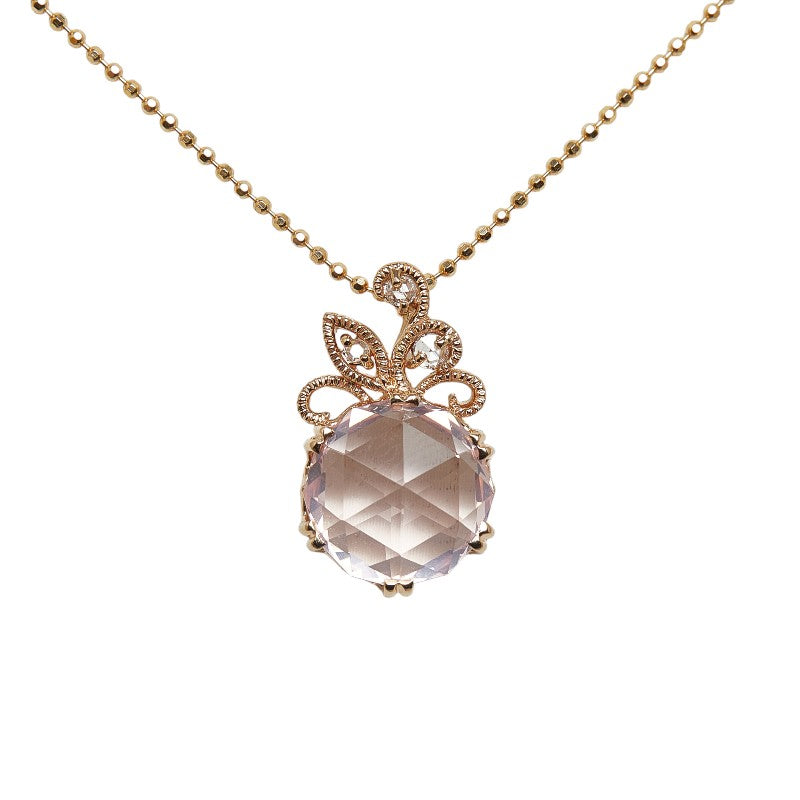 Ladies' Rose Quartz, Diamond 0.08ct Necklace Pendant in K18PG Pink Gold [Preowned]