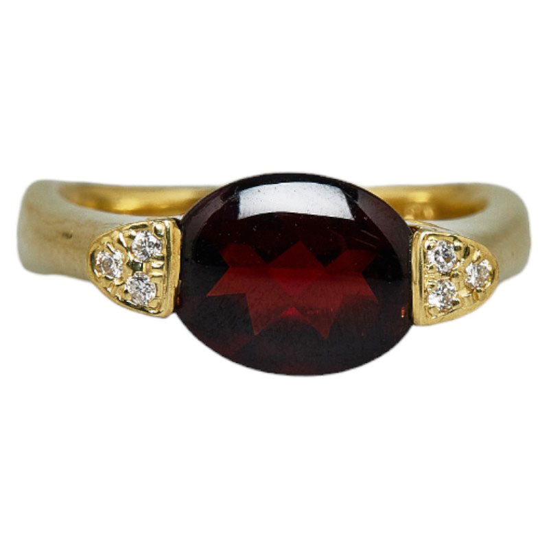 Ladies' Garnet 2.60ct, Diamond 0.05ct Ring in K18YG Yellow Gold, Size 13 [Preowned]