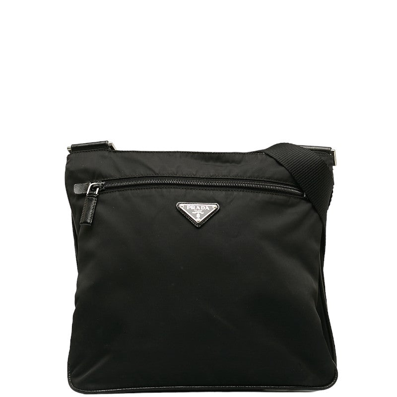 Prada Nylon Triangle Logo Shoulder Bag Black