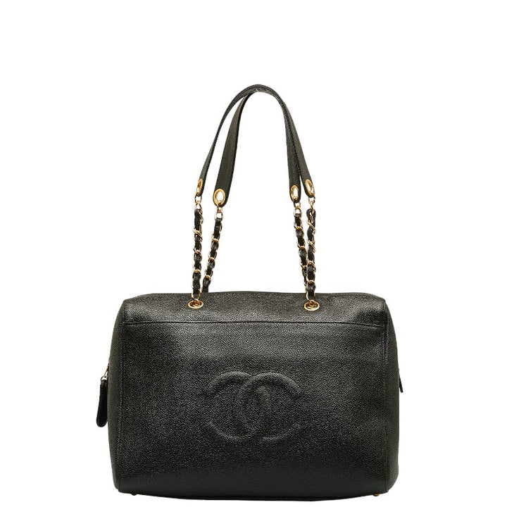 Chanel Caviar Skin Coco Mark Chain Tote Bag