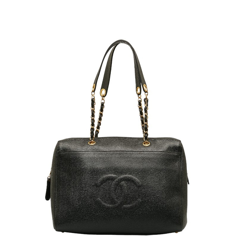 Chanel Caviar Skin Coco Mark Chain Tote Bag