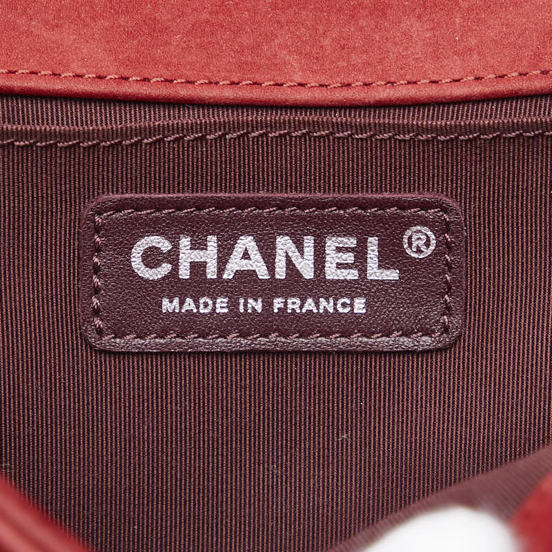 Chanel Suede Boy Chain Shoulder Bag Red