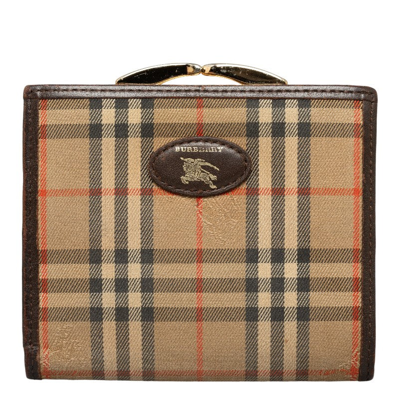 Burberry Nova Check Shadow Horse Canvas Leather Bifold Wallet in Good Condition