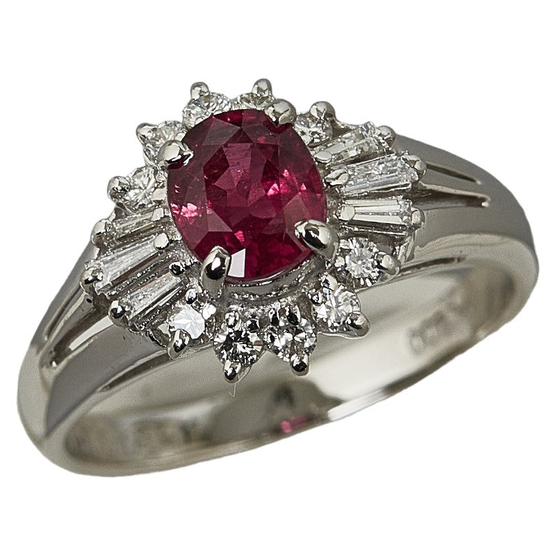 Pt900 Platinum Ruby 0.94ct Diamond 0.31ct Ring in Excellent Condition