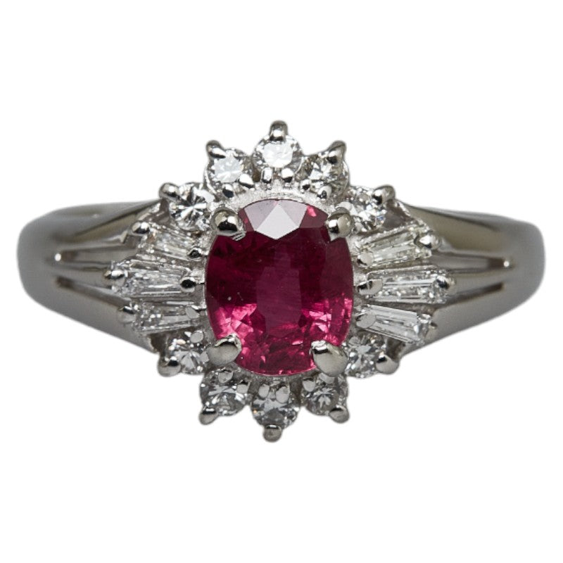 Pt900 Platinum Ruby 0.94ct Diamond 0.31ct Ring in Excellent Condition