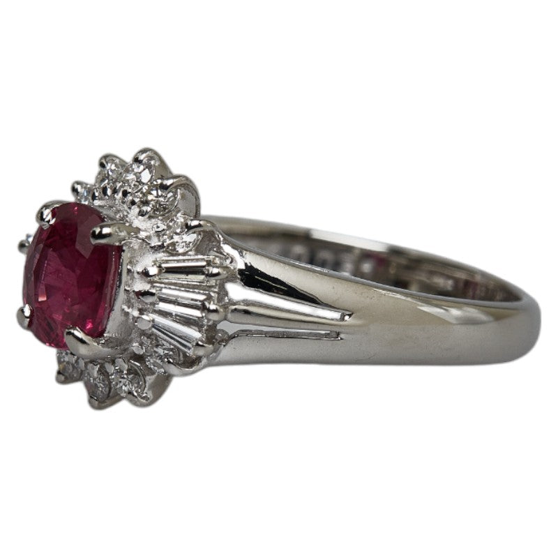 Pt900 Platinum Ruby 0.94ct Diamond 0.31ct Ring in Excellent Condition