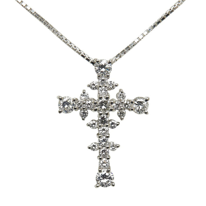 1.03ct Diamond Cross Motif Necklace Pendant in Pt900/850 Platinum for Women (Pre-owned)