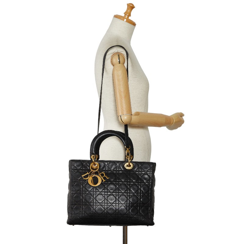 Dior Lady Dior Leather Shoulder Bag Handbag