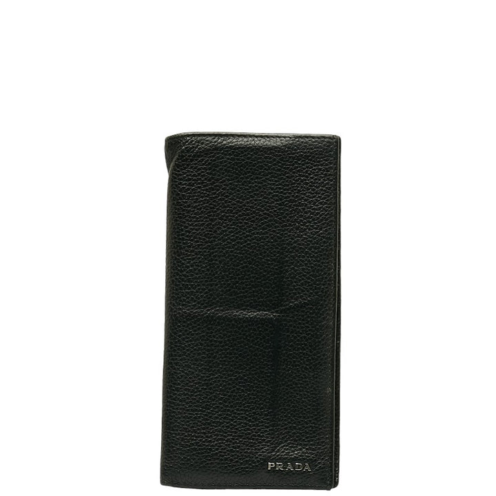 Prada Leather Long Wallet Black in Very Good Condition