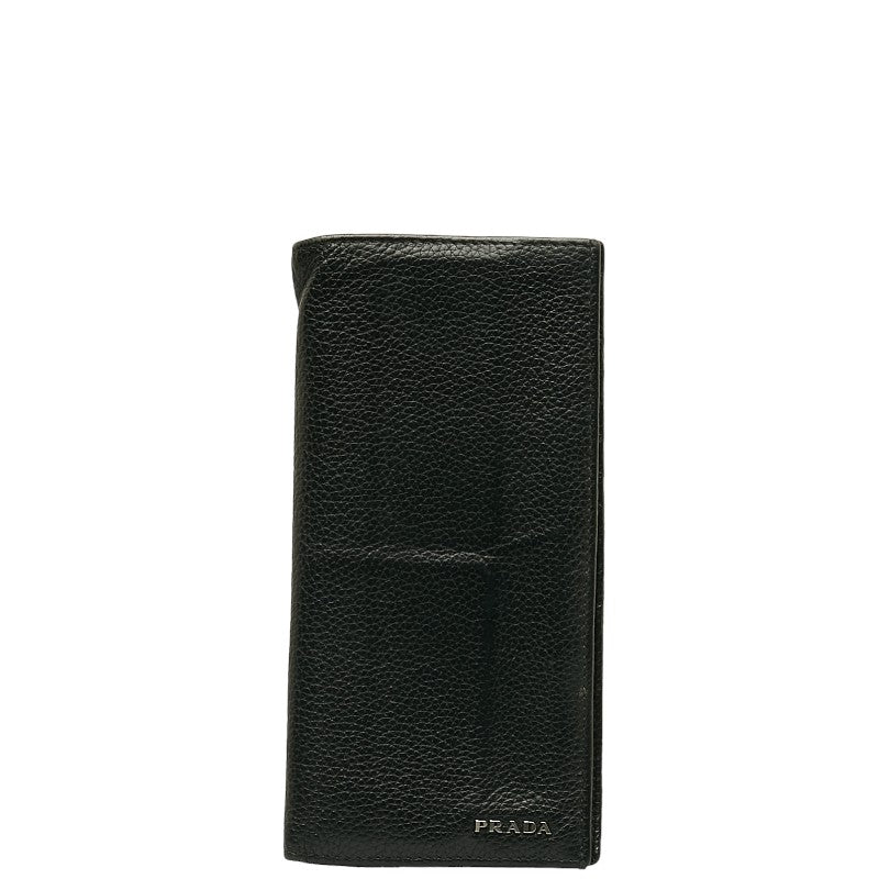 Prada Leather Long Wallet Black