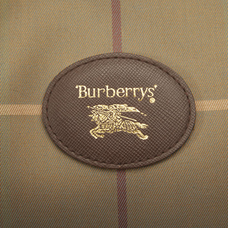 Burberry Canvas Leather Check Boston Bag in Good Condition