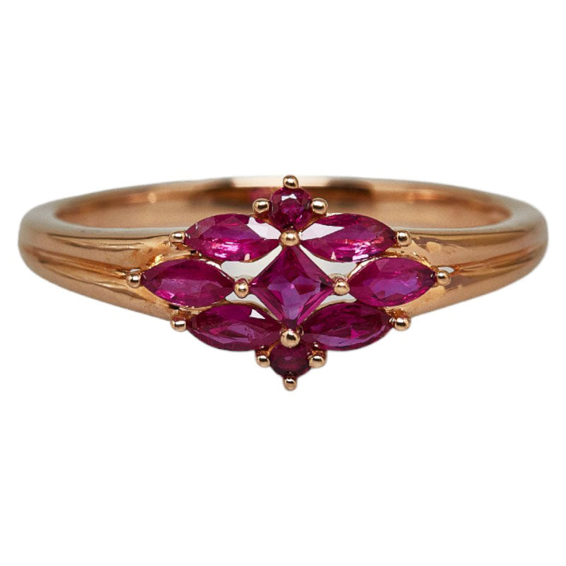 K18PG Pink Gold Ring with 0.60ct Ruby for Women - Size 15.5 - Preowned