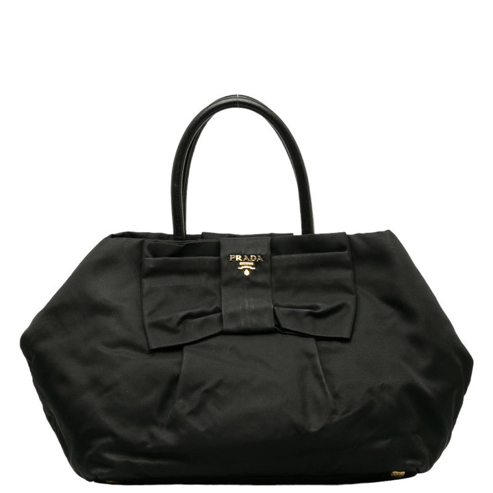 Prada Nylon Leather Ribbon Tote Bag