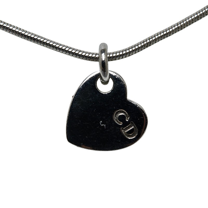 Dior Silver Metal Heart Logo Necklace, Women's